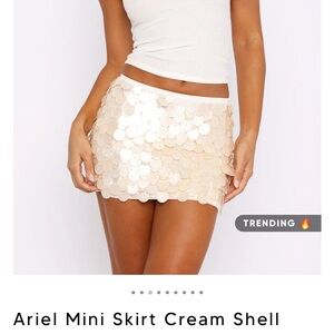 White Fox Boutique Ariel Cream Sequin Mini Skirt